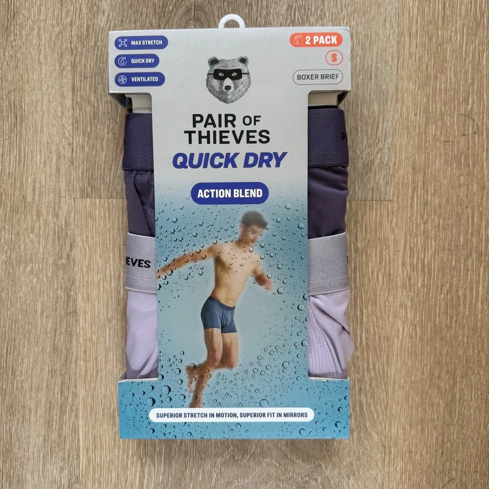 Pair of Thieves‎ Men's Quick Dry Action Blend Boxer Briefs Size Small Lavender